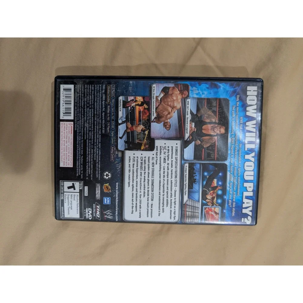 THQ WWE SmackDown vs. Raw 2008 PlayStation 2 PS2 Black Case Complete CIB‎ Tested